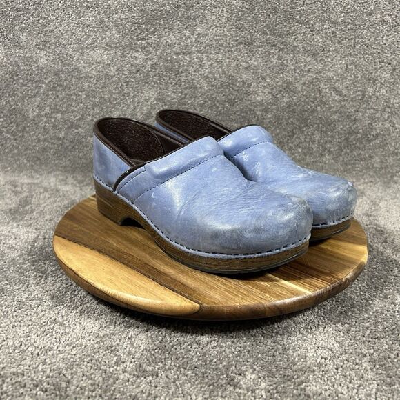 Dansko Professional Women’s Sz 42 Blue Leather Nursing Healthcare Clogs Used - Picture 2 of 11
